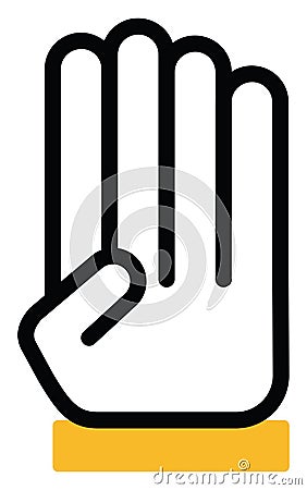 Hand four fingers, icon Vector Illustration