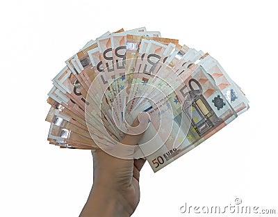 Hand full of money Stock Photo