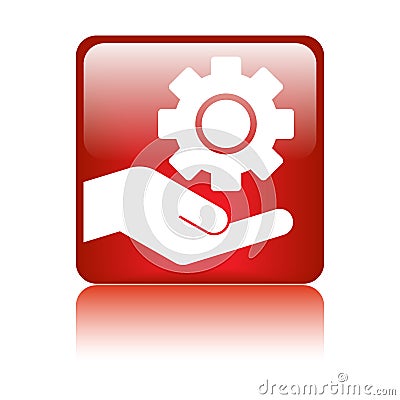 Hand gear button logo Cartoon Illustration