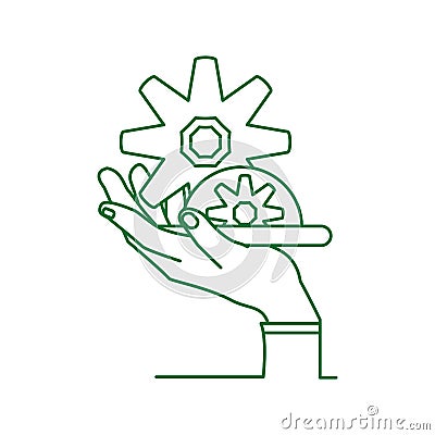 hand with gears pinions machines Cartoon Illustration