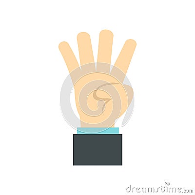 Hand gesture four fingers icon, flat style Vector Illustration