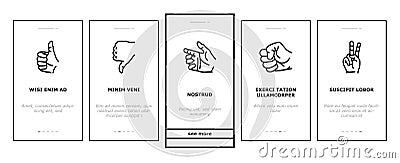 Hand Gesture And Gesticulate Onboarding Icons Set Vector Vector Illustration