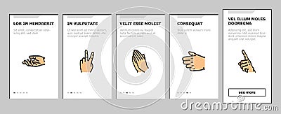 Hand Gesture And Gesticulate Onboarding Icons Set Vector Vector Illustration