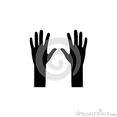 Hand gesture icon set. Raised hands illustration. Black arm up Vector Illustration