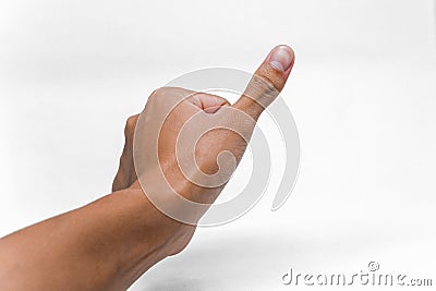 Hand gesture imprinting with thumb Stock Photo