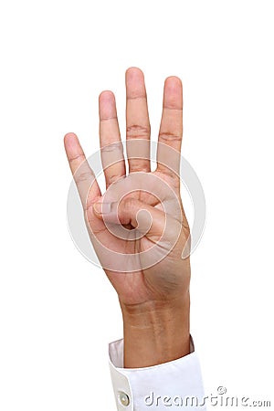 Hand gesture number four Stock Photo