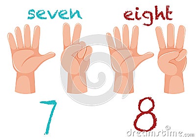 Hand gesture and number Vector Illustration