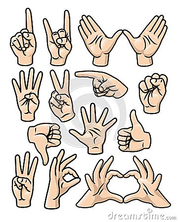 Hand Gesture Set Vector Illustration