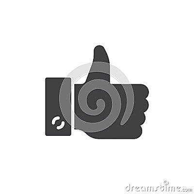 Hand gesture thumbs up icon vector, filled flat sign, solid pictogram isolated on white. Vector Illustration