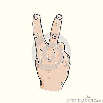 Hand gesture Two fingers Vector Illustration