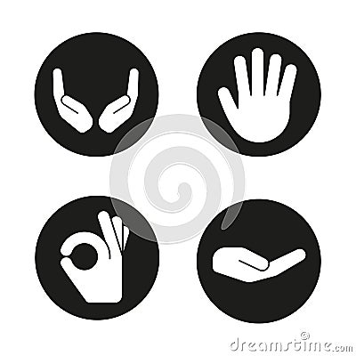 Hand gestures icons set Vector Illustration