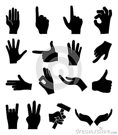 Hand gestures icons set Vector Illustration