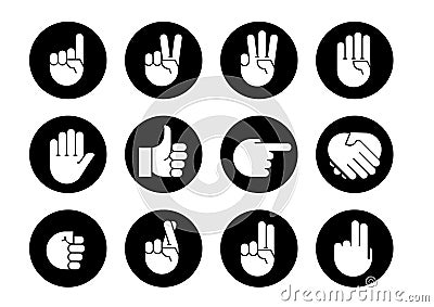 Hand gestures. icons set. Vector Illustration