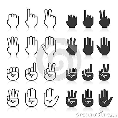 Hand gestures line icons set. Vector Illustration