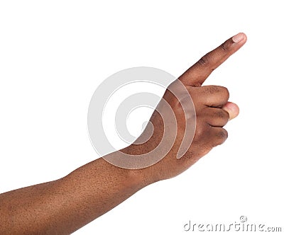 Hand gestures - man pointing away, isolated Stock Photo