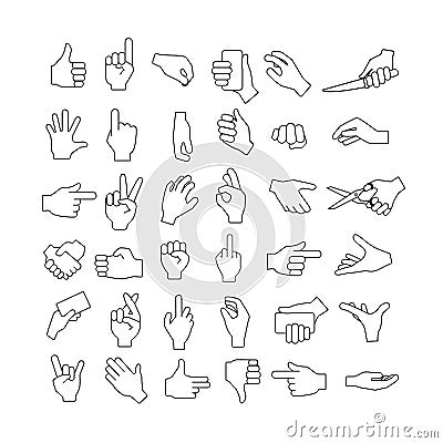 Hand gestures set. Vector Illustration