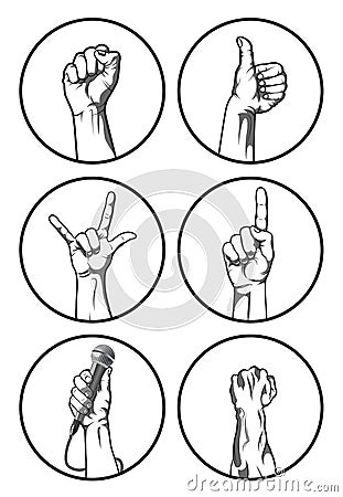 Hand gestures set. Illustration of vector avatar human hands. Vector Illustration