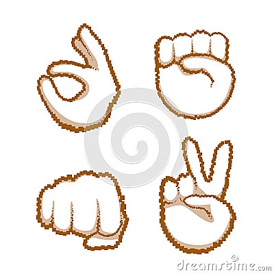 Hand Gestures Set People Emotion Icon Collection Vector Illustration