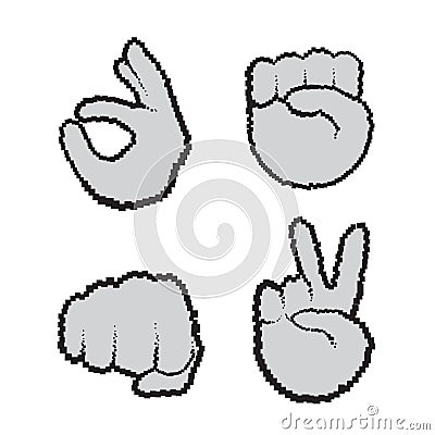 Hand Gestures Set People Emotion Icon Collection Vector Illustration