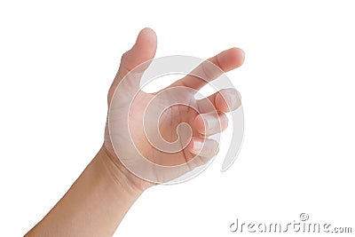 Hand gestures are showing grasping or holding something on a white background Stock Photo