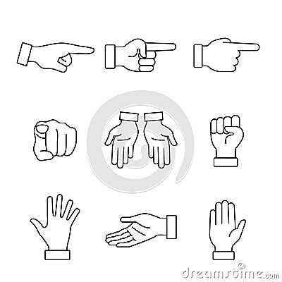 Hand gestures signs set Vector Illustration