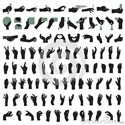 hand gestures silhouettes Vector Illustration