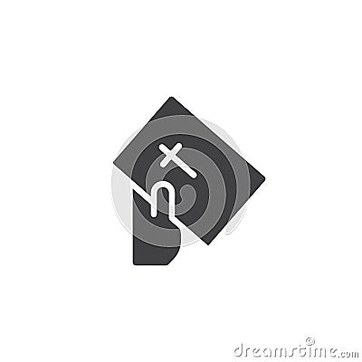 Hand give bible book vector icon Vector Illustration