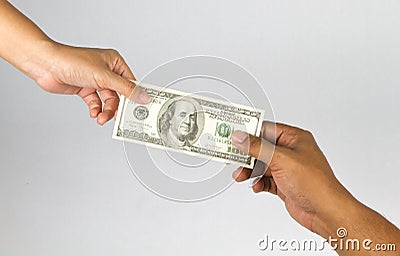 Hand give money Stock Photo