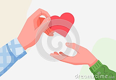 Hand give red heart. Healthcare and hospital medical concept. Donation concept. Valentine day Vector Illustration