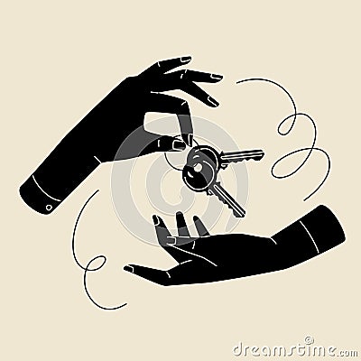 Hand Gives Keys Vector Illustration