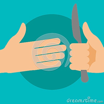 Hand gives a kitchen knife. Vector Illustration