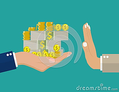 Hand giving money to other . Vector Illustration