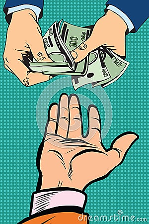 Hand giving money Vector Illustration