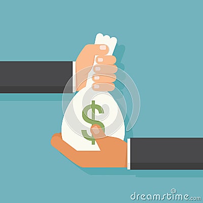 Hand giving money Vector Illustration