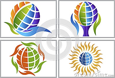 Hand globe logos Vector Illustration