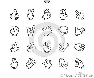 Hand glove gesture. Cartoon comic hands Vector Illustration