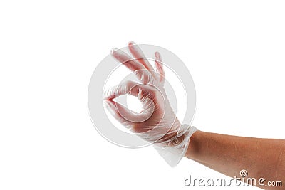 Hand in glove isolated on white Stock Photo