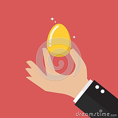 Hand with golden egg Vector Illustration