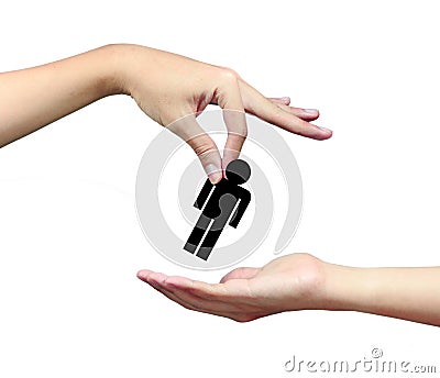 Hand grab human sign Stock Photo