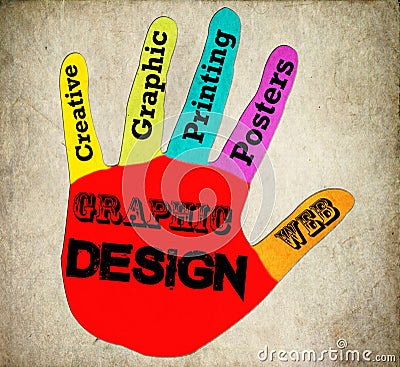 Hand graphic Design sign retro Stock Photo