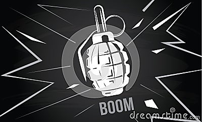 Hand grenade, bomb explosion, weapons army weapon Vector Illustration