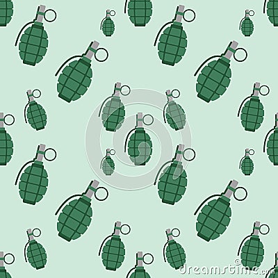 Hand grenade bomb explosion weapons seamless pattern vector illustration Vector Illustration