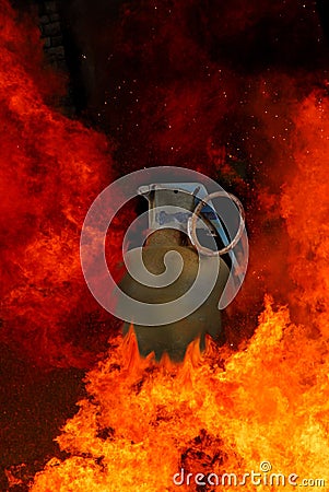 Hand Grenade Explosion Stock Photo