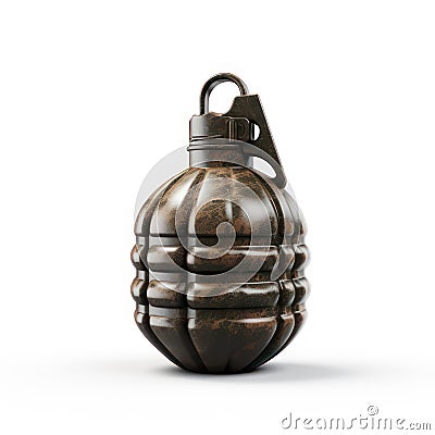 Hand grenade isolated on white created with Generative AI. Little military weapon. Stock Photo