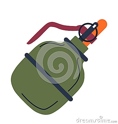 Bomb explosive weapons, hand grenade with pin Vector Illustration