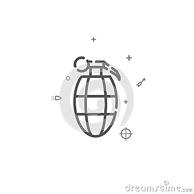 Hand grenade simple vector line icon. Symbol, pictogram, sign. Light background. Editable stroke Vector Illustration