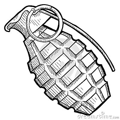 Hand grenade sketch Vector Illustration