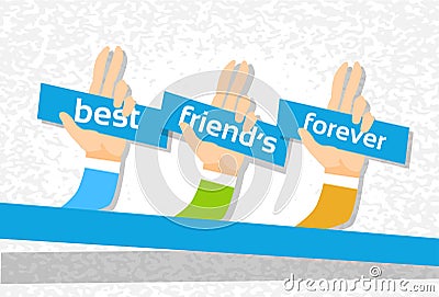 Hand Group Best Friends Forever Friendship Day Banner Vector Illustration