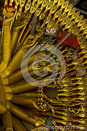 Hand of Guan Yin Gold with a total of 1000 hands. Stock Photo