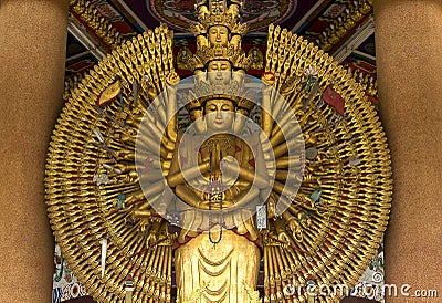 Hand of Guan Yin Gold with a total of 1000 hands. Stock Photo